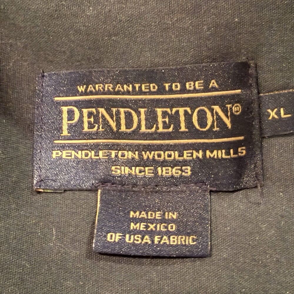 Pendleton Men's 100% Virgin Wool Plaid Long Sleeve Green Yellow Oregon Ducks - Picture 7 of 8